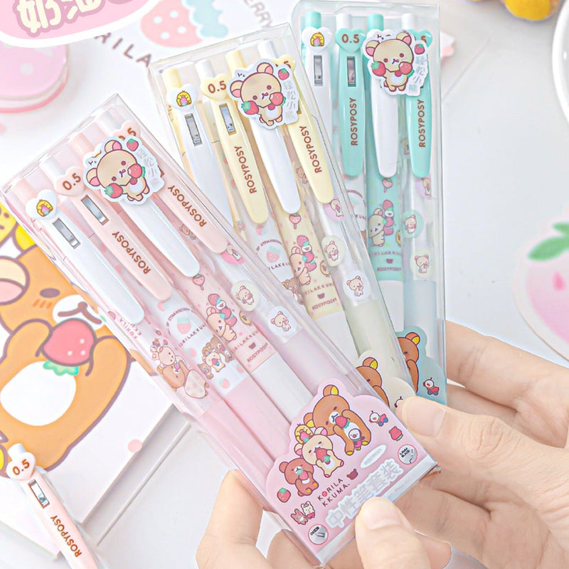 Bear Gel Pen Set -Strawberry