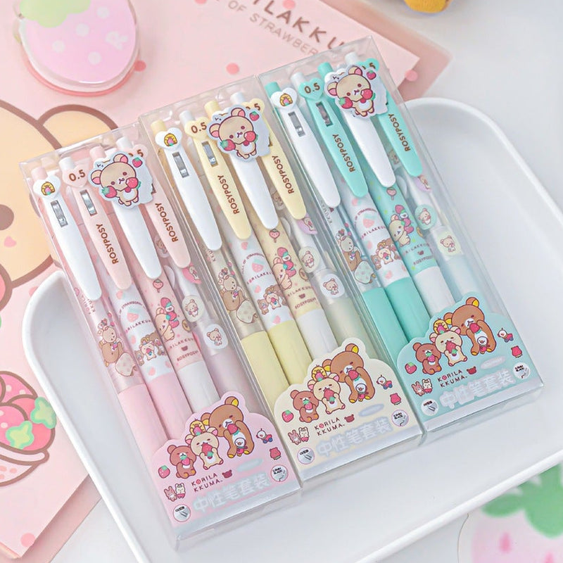 Bear Gel Pen Set -Strawberry